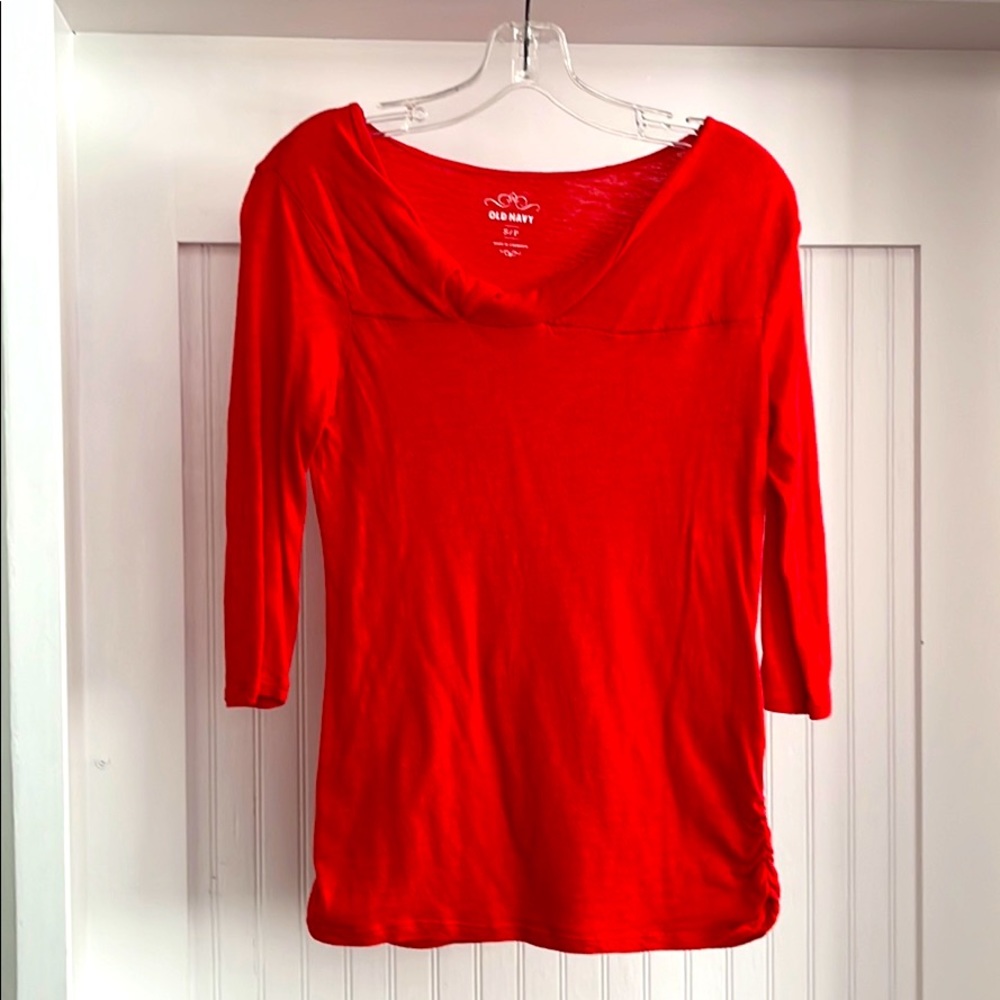 Old Navy orange rolled neckline cotton top